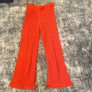 Zara Knit Crochet Pants - Vibrant Orange